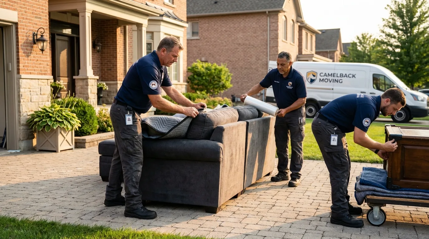 Large estate moving crew wrapping furniture in North Augusta, SC