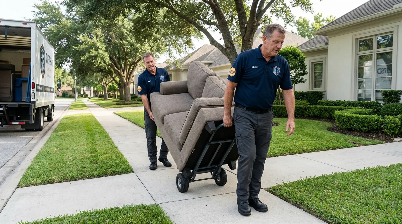 Local residential moving crew loading furniture in North Augusta, SC