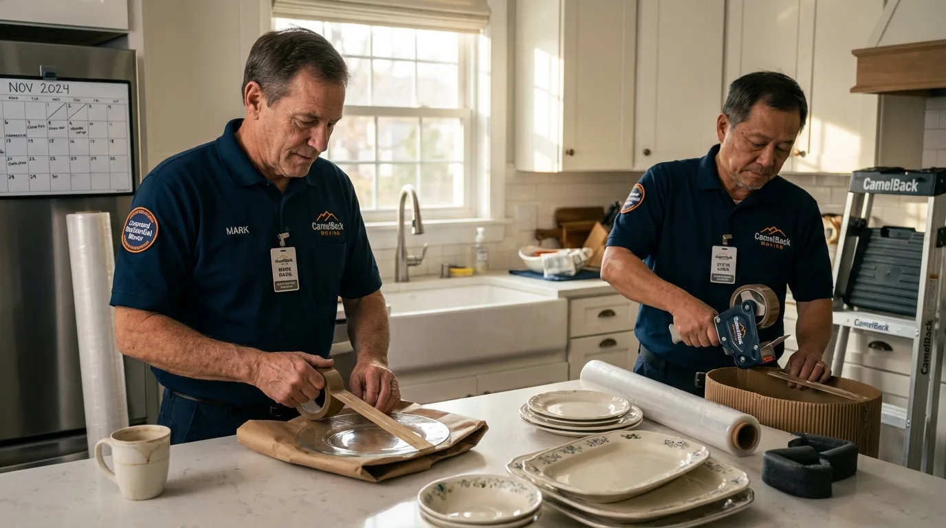 Professional crew packing kitchen dishware in North Augusta, SC